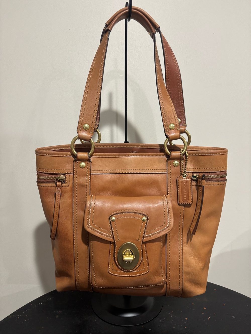 Vintage Coach 65th Anniversary Gigi Tote Whiskey Leather 11131